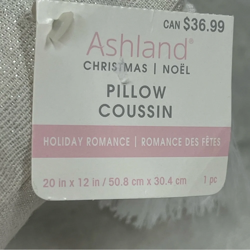 Grey Silver White Sequined Beaded Let It Snow Holiday Throw Pillow Cushion nwt